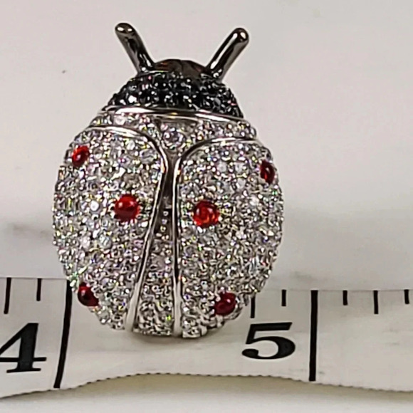 nOir Ladybug Crystal Ring Size 6 Pave' Statement Cocktail Bling Bold Sig… - Picture 12 of 12